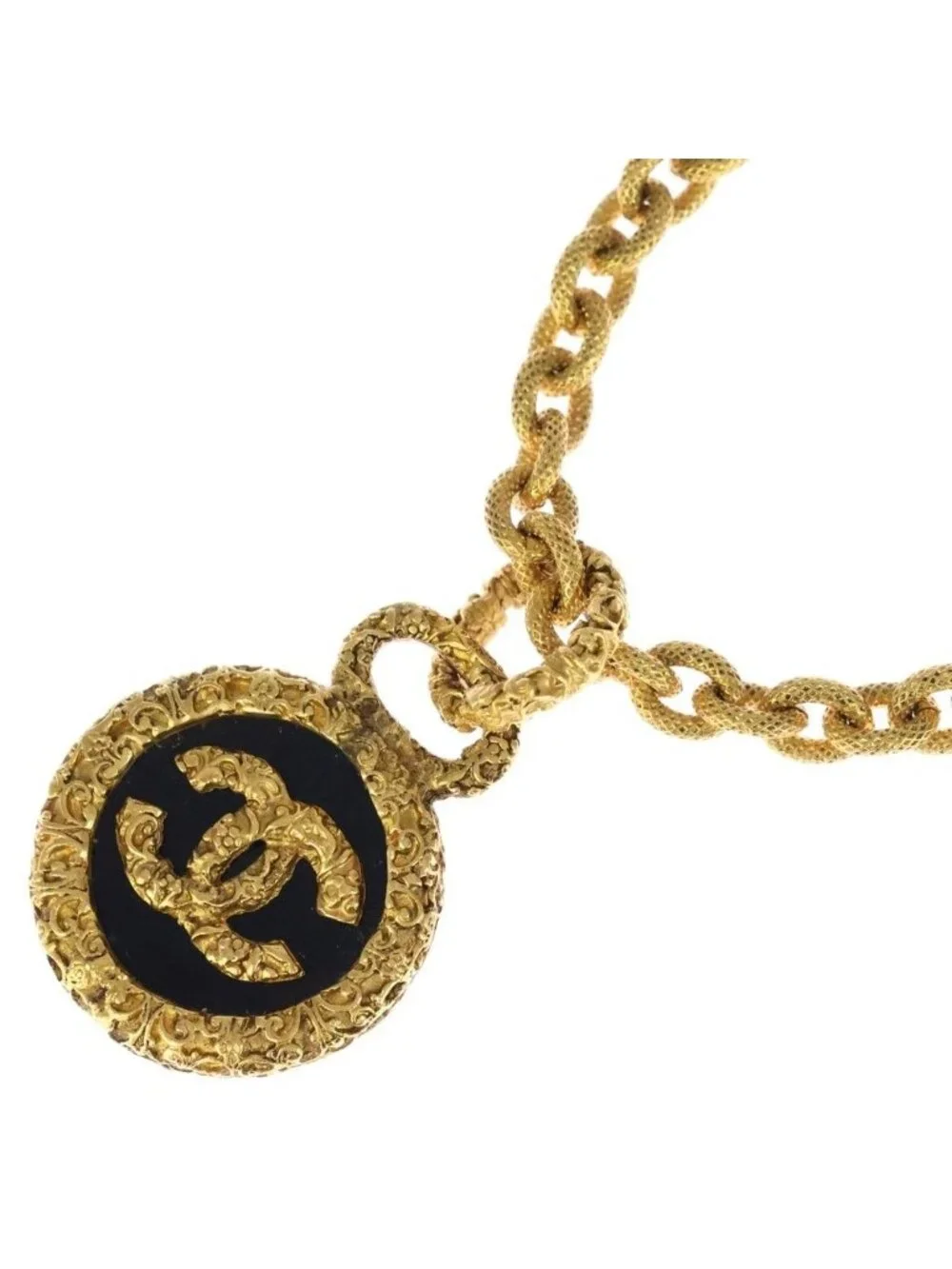 Chanel CC Logo Lava Long Pendant Chain Gold